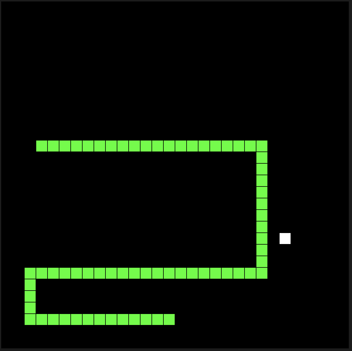 an image of a retro computer game where a snake eats pellets and grows longer